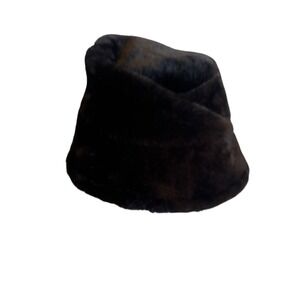 Faux Fur Black Bucket Hat Winter Fashion Accessory For Women Adjustable Fit With